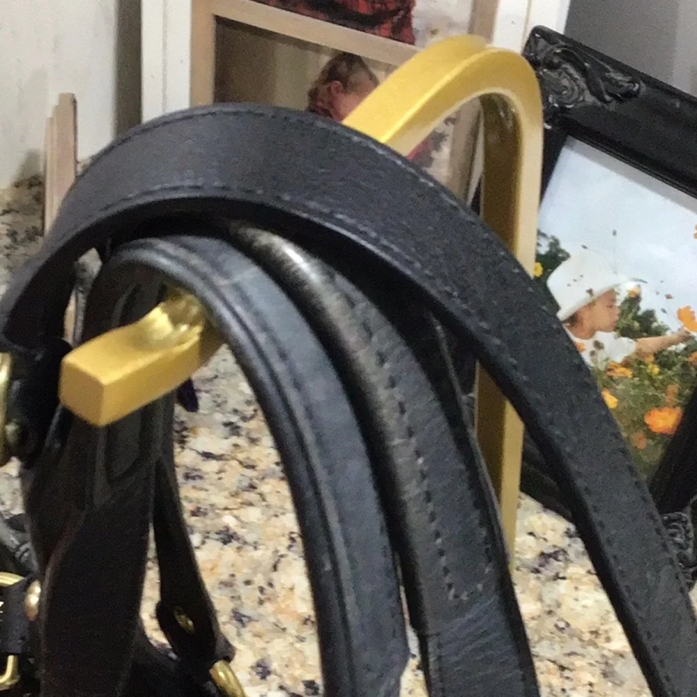Coach Ashley Designer Black Tote with Gold Accents Crossbody Purse Handbag